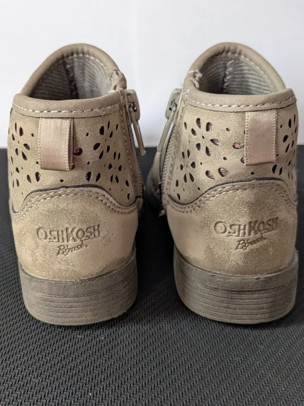 OshKosh B'gosh Toddler Girl Taupe Perforated Ankle Boots 6M
